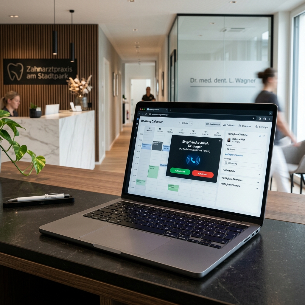 Praxis-Empfang mit Laptop